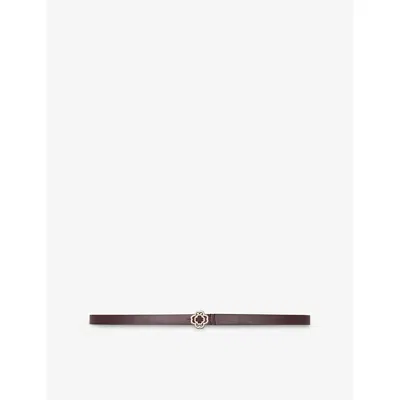 Maje Womens Dark Brown Logo-buckle Leather Belt