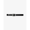 Maje Leather Belt With Square Buckle In Noir / Gris