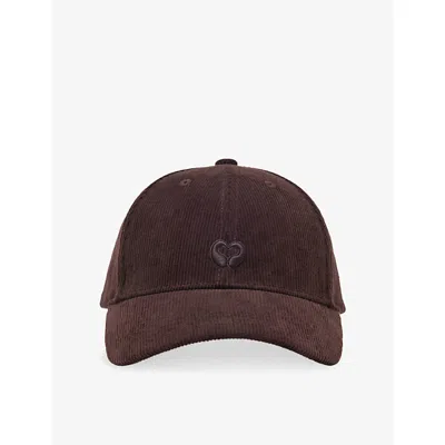 Maje Womens Logo-embroidered Cotton-corduroy Baseball Cap Dark Brown