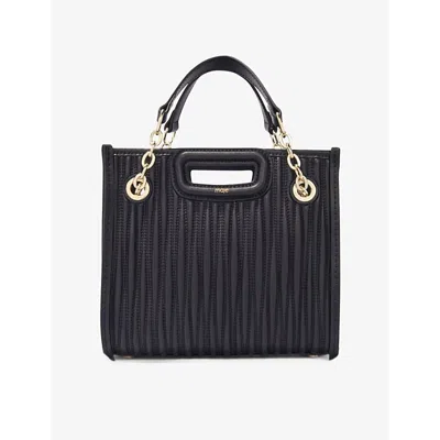 MAJE WOMENS NOIR / GRIS CABAS PADDED MINI LEATHER SHOULDER BAG