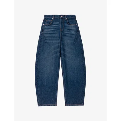 Maje Womens  Balloon Wide-leg Martingale Denim Jeans In Blue