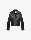 Maje Basaltm Leather Biker Jacket In Noir / Gris
