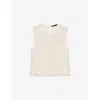Maje Womens Bead-embellished Crochet-overlay Woven Top Blanc In Blanc