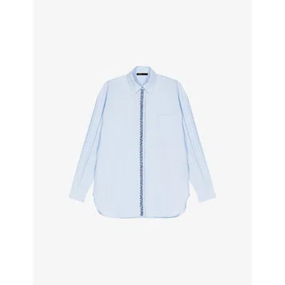 Maje Womens Bead-embellished Relaxed-fit Cotton Shirt Bleus In Blue