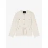 Maje Womens Blanc Belted Round-neck Tweed Blazer In Blanc