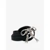 Maje Womens  Bow-embellished Narrow Leather Belt In Noir / Gris