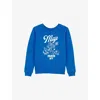 Maje Womens Branded-print Round-neck Cotton-blend Sweatshirt Bleus In Bleus