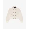 Maje Womens Button-down Ribbed-hem Tweed Jacket Blanc In Blanc