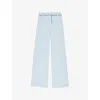 Maje Womens Bleus Chain-belt Mid-rise Tweed Trousers In Bleus
