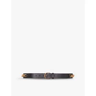 Maje Womens Black Chain-embellished Leather Belt