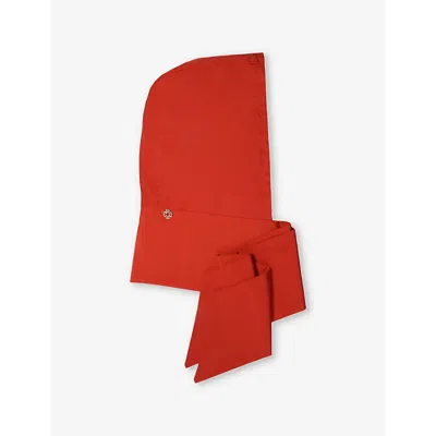Maje Womens Clover-embellished Tie-up Woven Hood Rouges