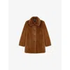 Maje Womens Brown Collared Mid-length Faux-fur Coat In Brown