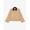 Maje Womens Camel Contrast-collar Trapeze Cotton-blend Jacket In Brown