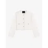 Maje Womens Cropped Tweed Jacket Blanc In Blanc