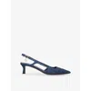 Maje Womens Crystal-embellished Denim Heeled Courts Bleus In Bleus