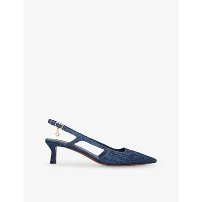 Maje Womens Crystal-embellished Denim Heeled Courts Bleus