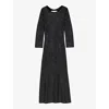 Maje Rhinestoned Maxi Dress In Noir / Gris