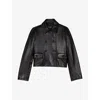 Maje Vaban Double-breasted Leather Blazer In Noir / Gris