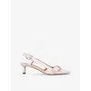 Maje Womens Blanc Double-buckle Slingback Heeled Leather Pumps In Blanc