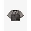 Maje Womens Bead-embroidered Short-sleeve Tulle Top Black In Noir / Gris
