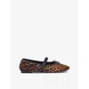 Maje Leopard-effect Leather Ballet Flats In Marron/brown