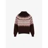 Maje Womens Dark Brown Fairisle High-neck Mohair-blend Jumper In Multi