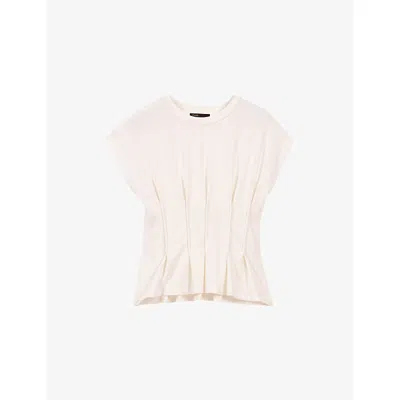 Maje Womens Blanc Fitted-bodice Short-sleeved Stretch-woven T-shirt In White