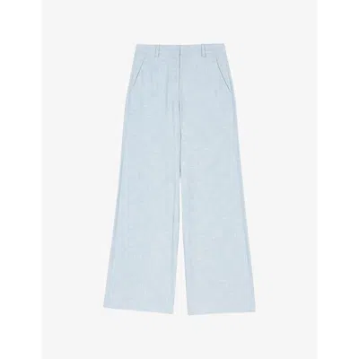 Maje Womens  Flared-leg Mid-rise Stretch-woven Trousers In Bleus