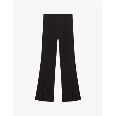 Maje Womens  Flared Split-hem Woven Trousers In Black