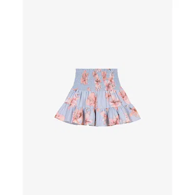 Maje Womens Multicolor Floral-print Elasticated-waist Woven Mini Skirt