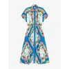 Maje Womens  Floral-print Puff-sleeve Cotton Maxi Dress
