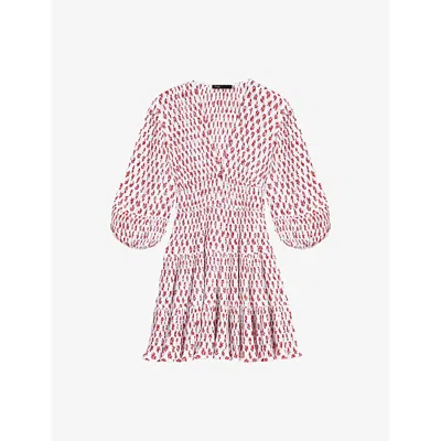 Maje Womens  Floral-print Pleated Woven Mini Dress In Multi