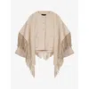 Maje Womens Ecru Fringed Cropped Wool-blend Coat In Neutral