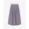 Maje Womens Gingham-print Belted Cotton Maxi Skirt Bicolore In Bicolore