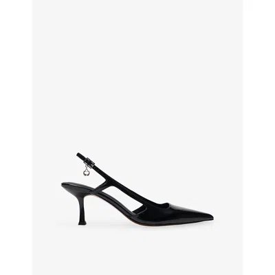 Maje Womens  Heeled Patent-leather Sling-back Pumps In Black