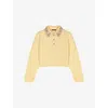 Maje Womens  Jewellery-collar Cropped Cotton-fleece Sweatshirt In Jaunes / Oranges