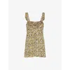 Maje Womens  Leopard-print Sleeveless Woven Mini Dress In Marron/brown
