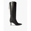 Maje Pointed-toe Leather Boots In Noir / Gris