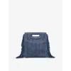 Maje Womens Bleus M Logo-embossed Leather Cross-body Bag In Bleus