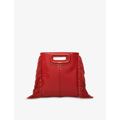Maje Womens Rouges Logo-embossed Fringed-trim Patent-leather Cross-body Bag