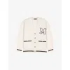Maje Womens Ecru Logo-embossed Long-sleeve Stretch-knit Cardigan In Neutral