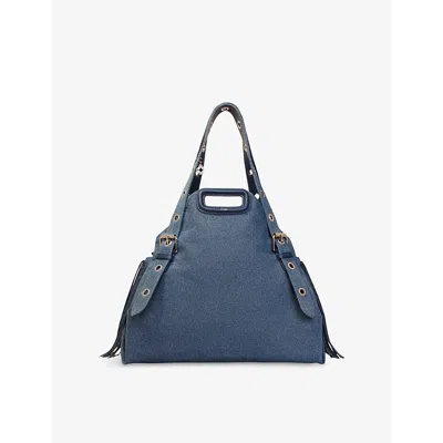 Maje Womens Bleus Logo-embossed Tassel-embellished Denim Shoulder Bag