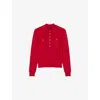 Maje Womens Logo-embroidered Long-sleeve Wool-blend Polo In Red
