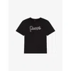 Maje Womens  Logo-embroidered Short-sleeve Cotton T-shirt In Noir / Gris
