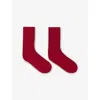 Maje Womens Logo-embroidered Stretch-cotton Ankle Socks In Red