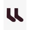 Maje Womens Burgundy Logo-embroidered Stretch-cotton Ankle Socks In Purple