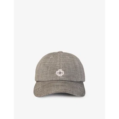 Maje Womens  Logo-embroidered Woven Baseball Cap In Noir / Gris