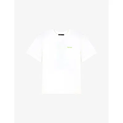 Maje Womens White Logo-print Short-sleeve Cotton T-shirt