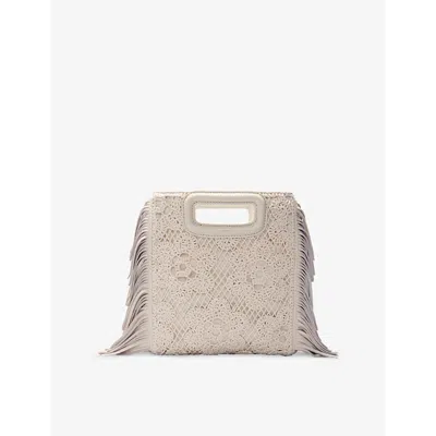 Maje Womens Blanc M Crochet-flower Cotton Cross-body Bag