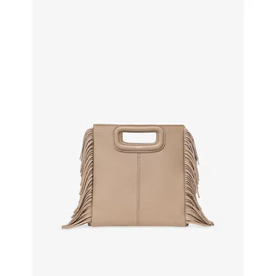 Maje Womens  M Grained-leather Cross-body Bag In Mole